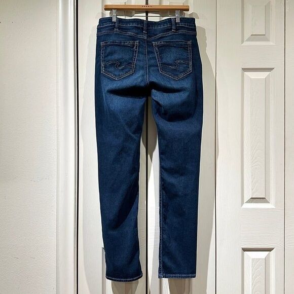 Silver Jeans Co. Suki Mid Rise Straight Leg Jeans Vintage Dark Wash 33W 12 14 - Picture 3 of 12